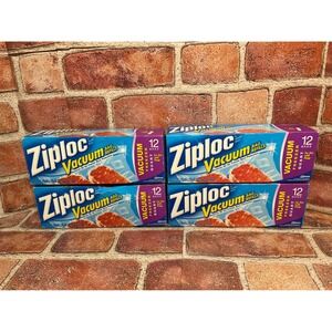 Lot of 4 Ziploc Vacuum Freezer Bag Refills Quart Size 12 Count Boxes 48 Total